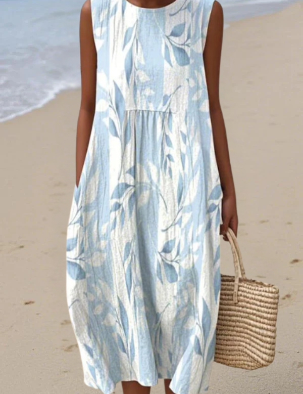 Joy Classic Midi Dress With Floral Pattern, front view