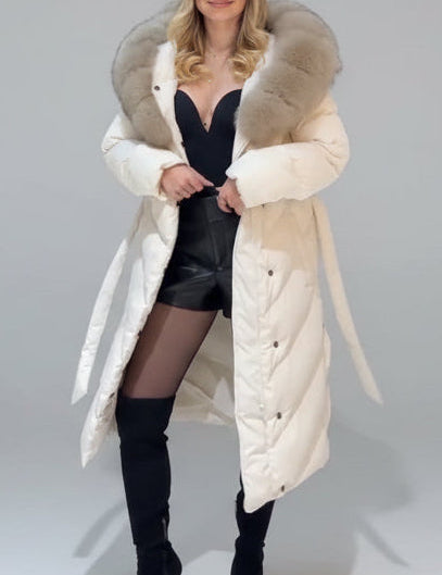 Aurelia™ Long Coat With Fur, front view