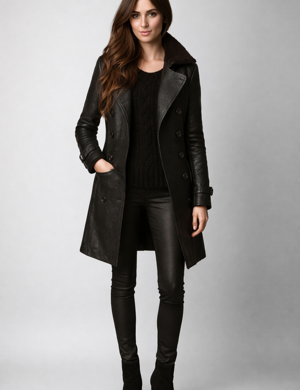 Lena™ Leather Coat, front view