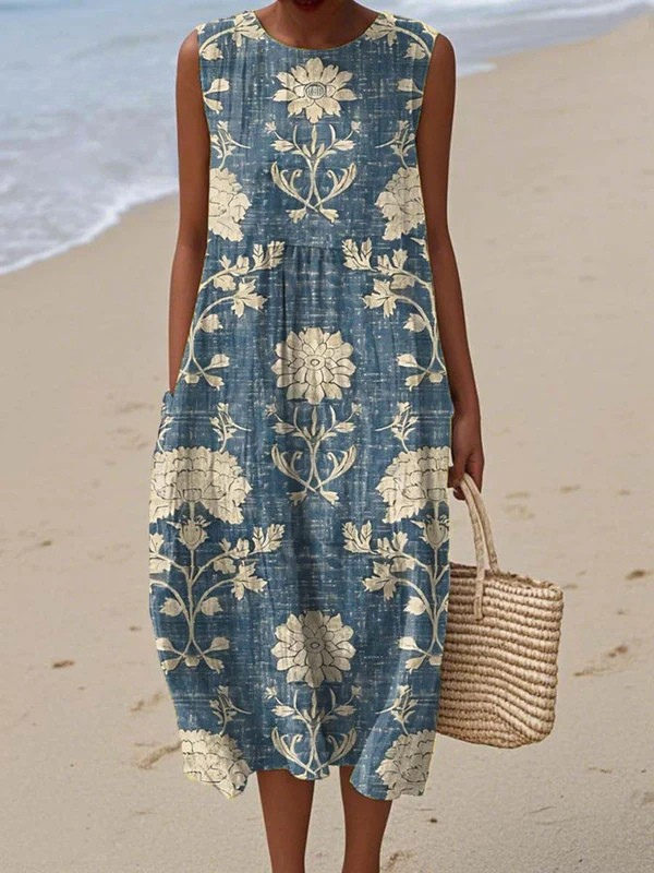 Arlo Classic Midi Dress With Floral Pattern, front view
