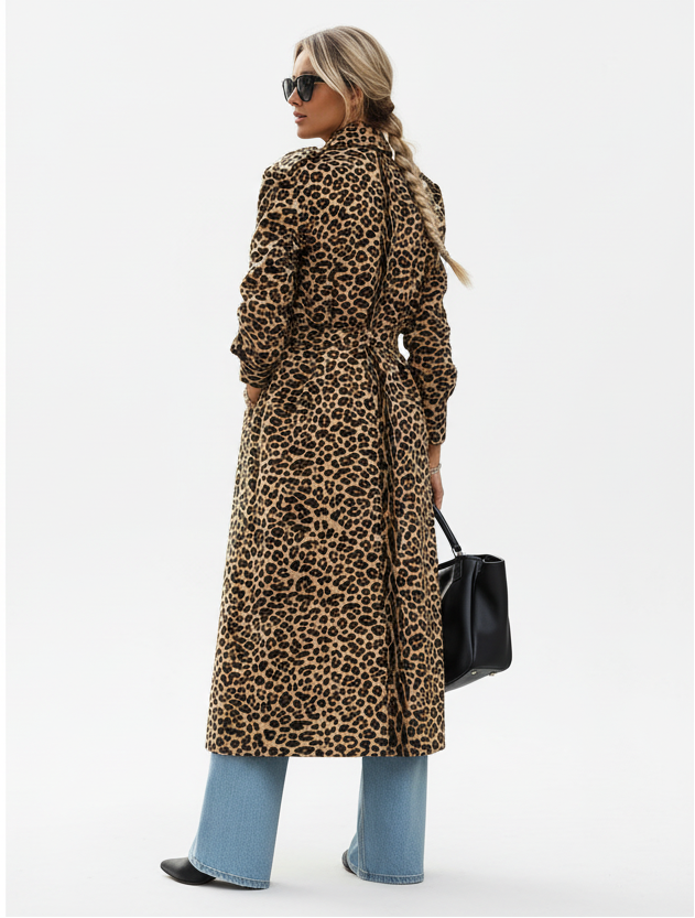 Midi Midi Leopard Coat, side view