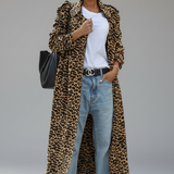 Midi Midi Leopard Coat, front view