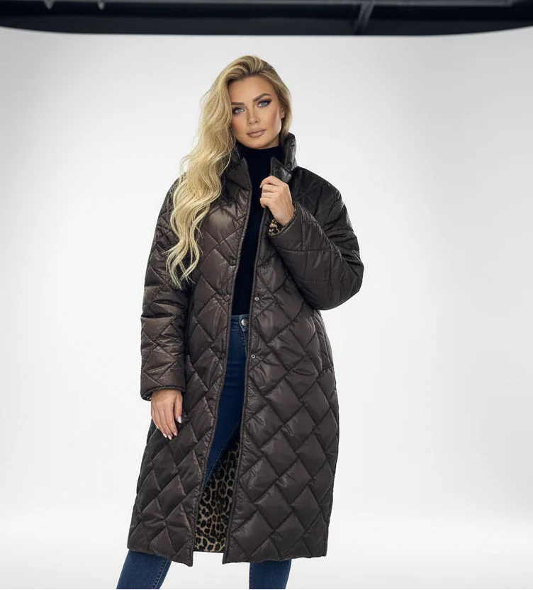 Premium Premium Padded Coat With Leopard-Print Lining, product view