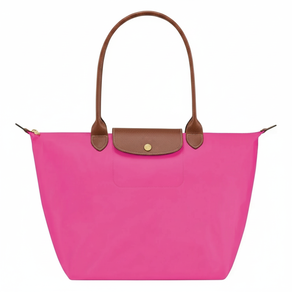 Large Large Packable Tote Bag, Pink, front view