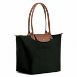 Large Large Packable Tote Bag, Black, side view