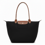 Large Large Packable Tote Bag, Black, front view