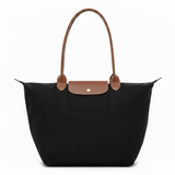 Large Large Packable Tote Bag, Black, front view